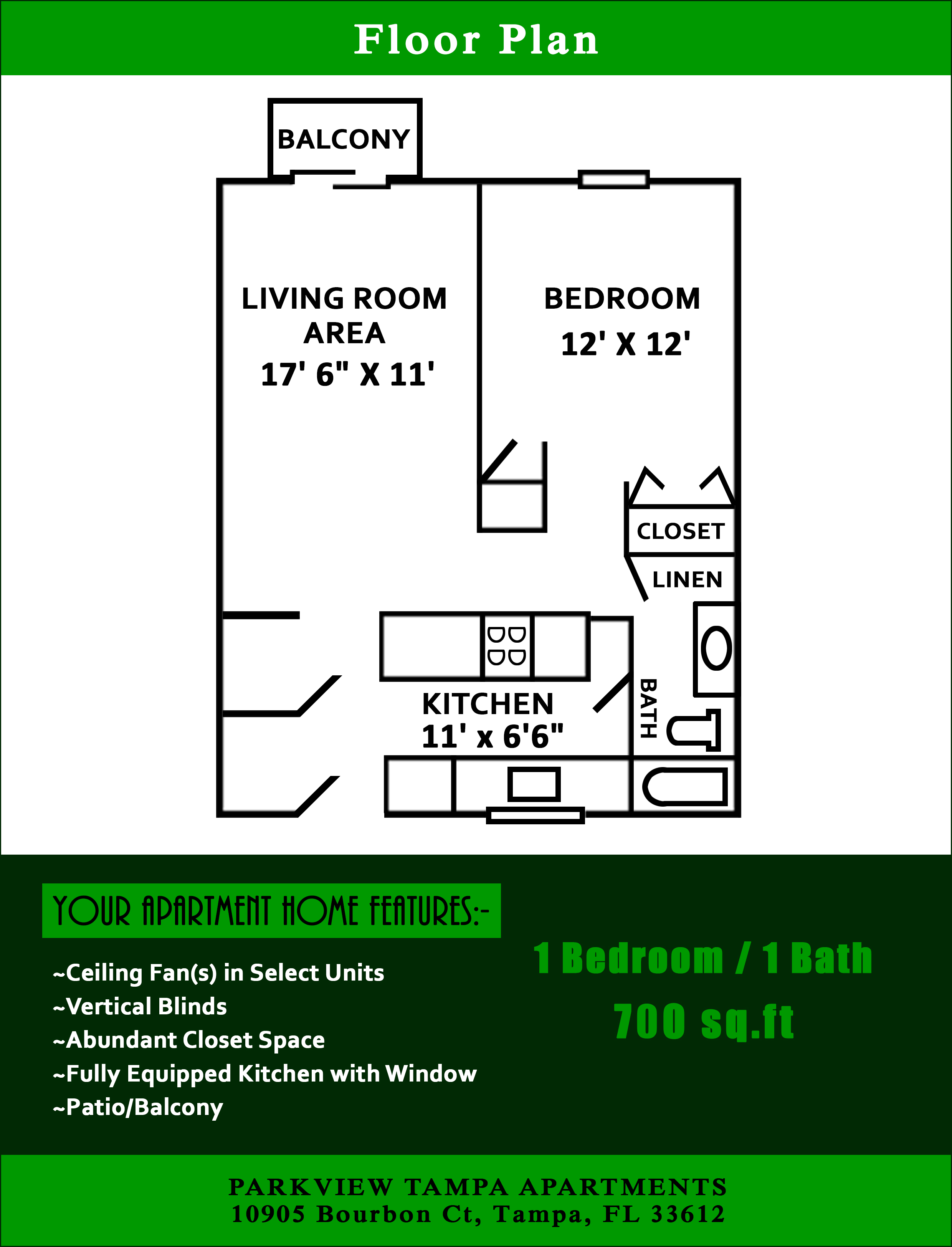 floor plan for one bedroom apartment
