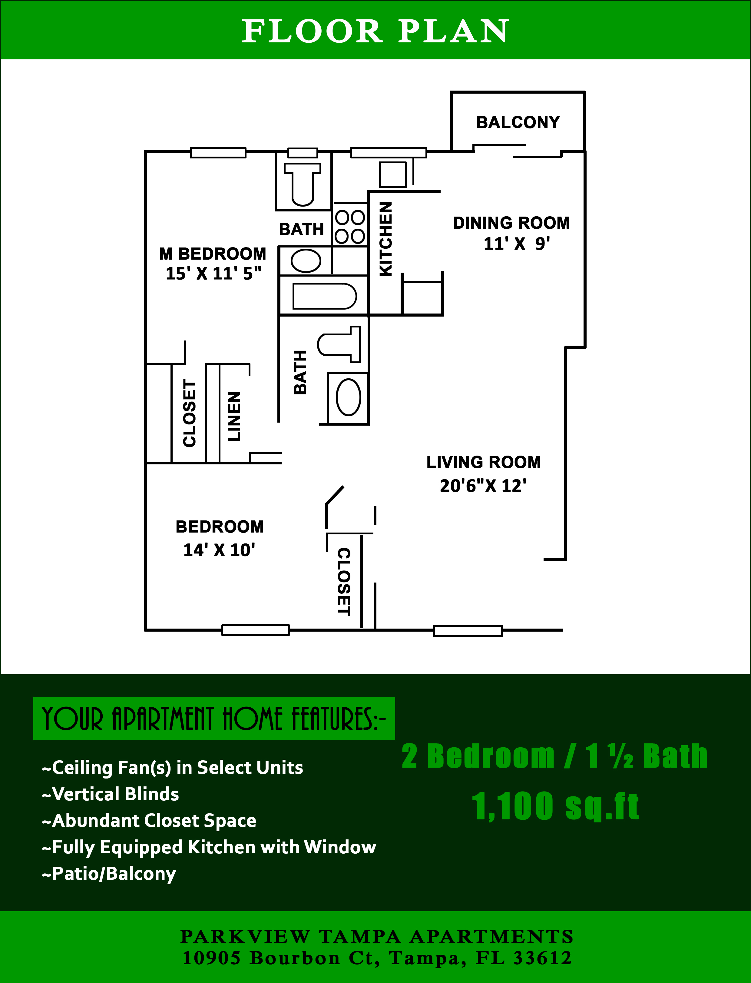 floor plan for two bedroom apartment
